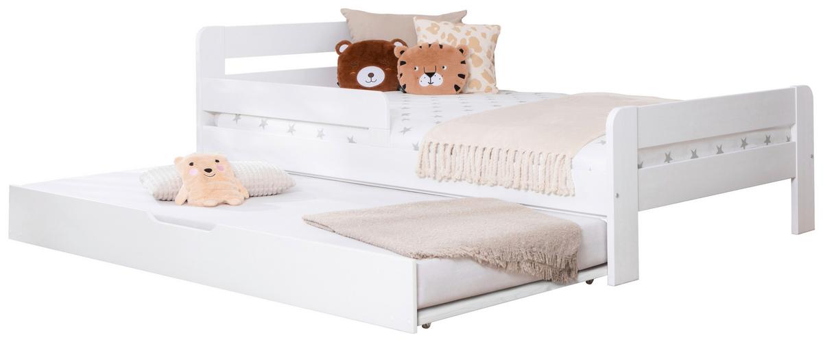 Bett Bennet Weiß inkl. Zubehör, 120x200 cm - Weiß/Naturfarben, MODERN, Holz/Textil (120/200cm) - MID.YOU