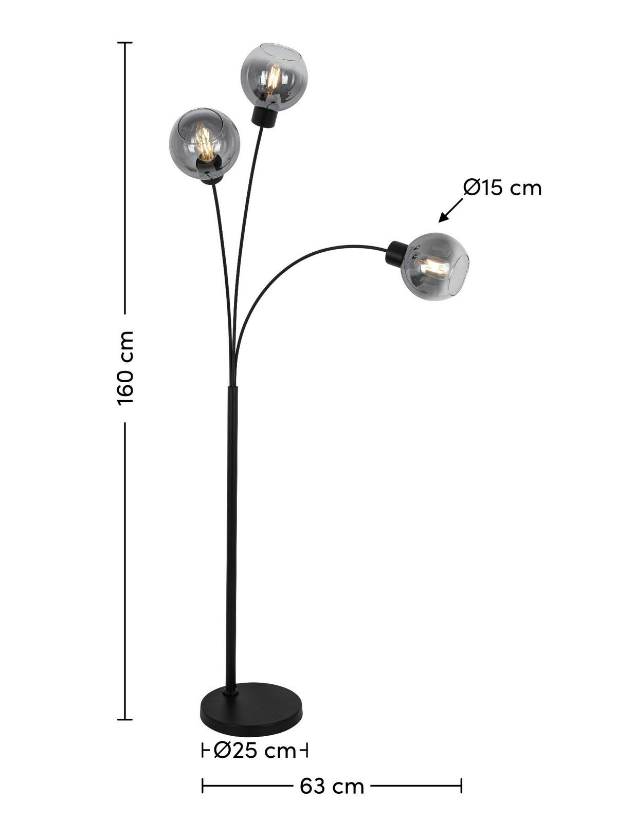 STOJACÍ LAMPA GITTI - černá, Moderní, kov/plast (63/160cm) - Mömax