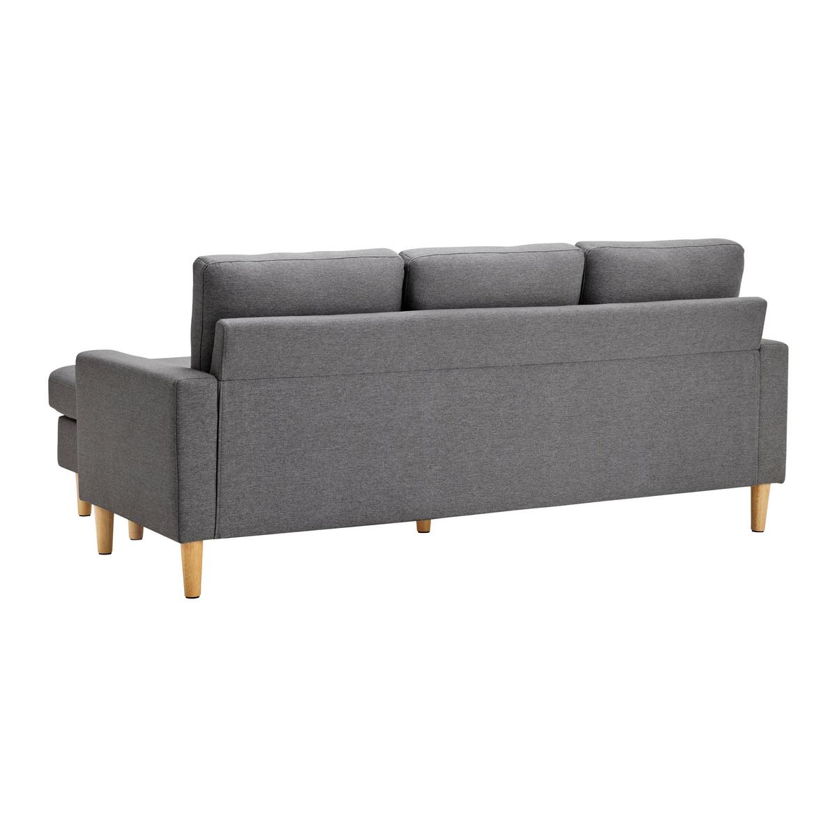 Tmavosivá rohová pohovka s taburetom Noemie - sivá/prírodná farba, Modern, drevo/textil (198/86/78-135cm) - Bessagi Home