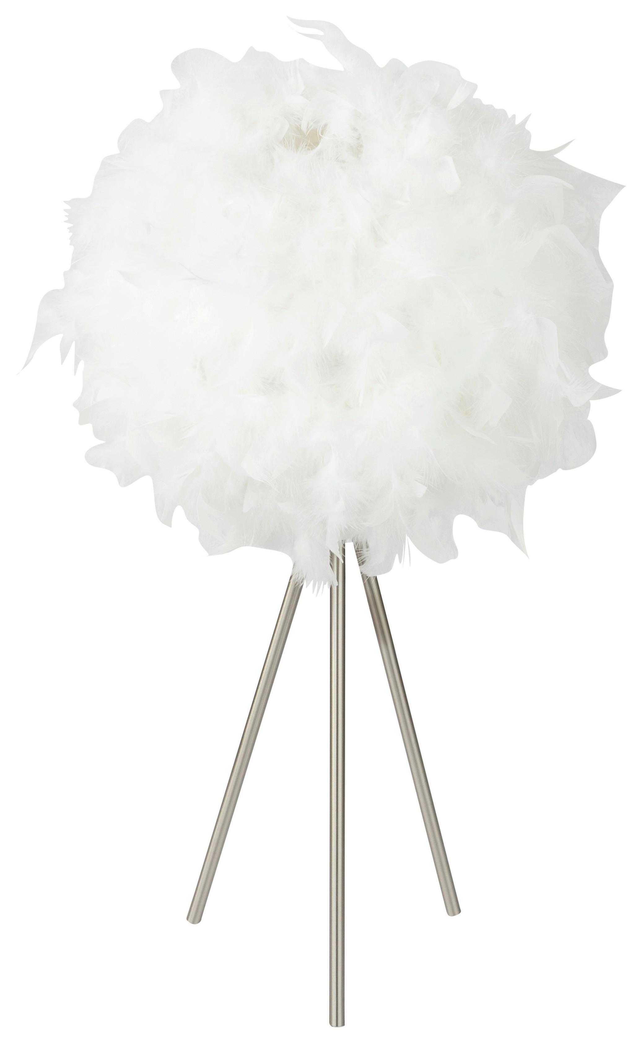 Tischleuchte Katunga Weiß mit Schalter - Weiß/Nickelfarben, Basics, Textil/Metall (35/65cm)