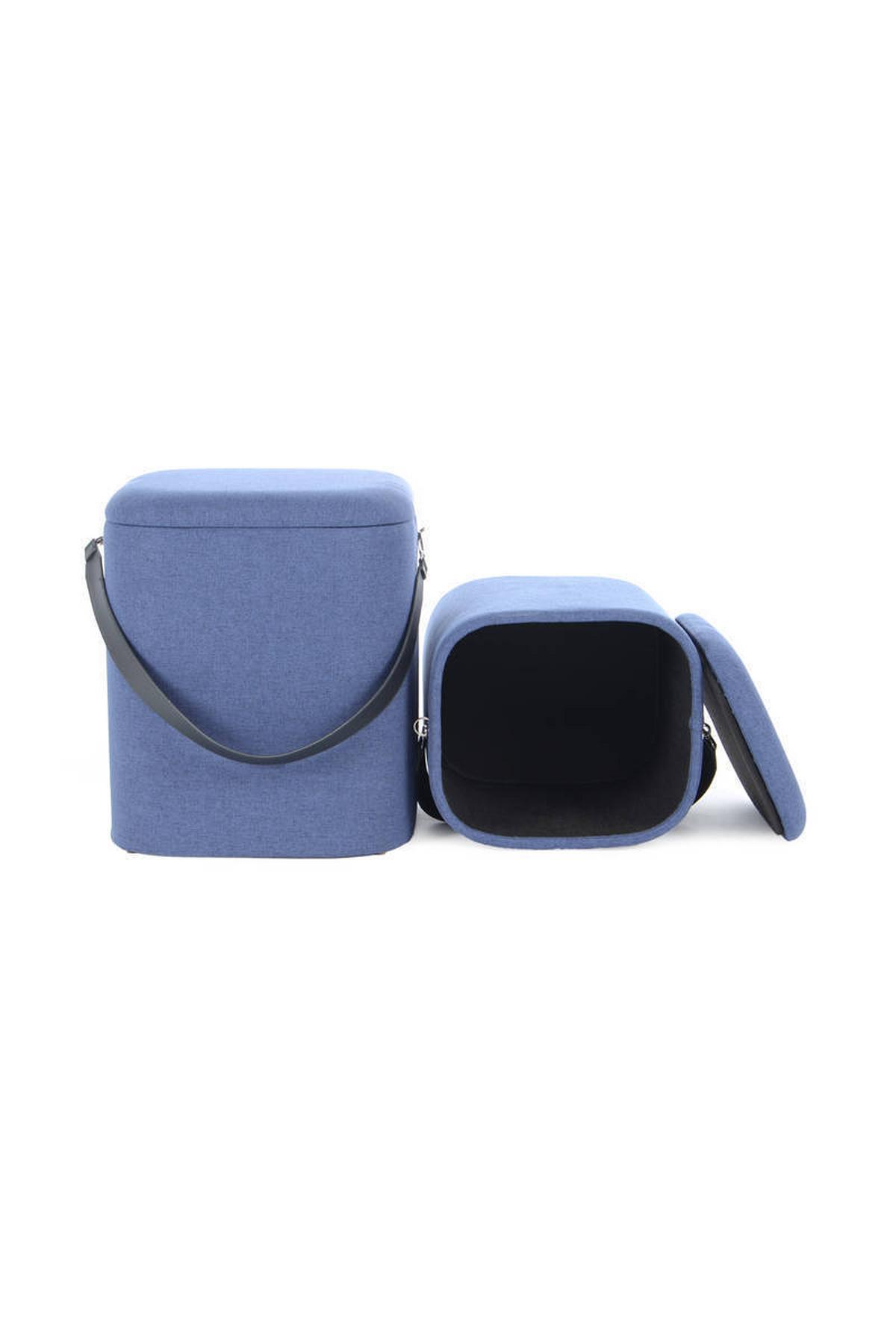 Hocker Arabella Blau H: 44 cm 2er-Set - Blau/Schwarz, Basics, Kunststoff/Textil (35,5/44/35,5cm) - Kayoom