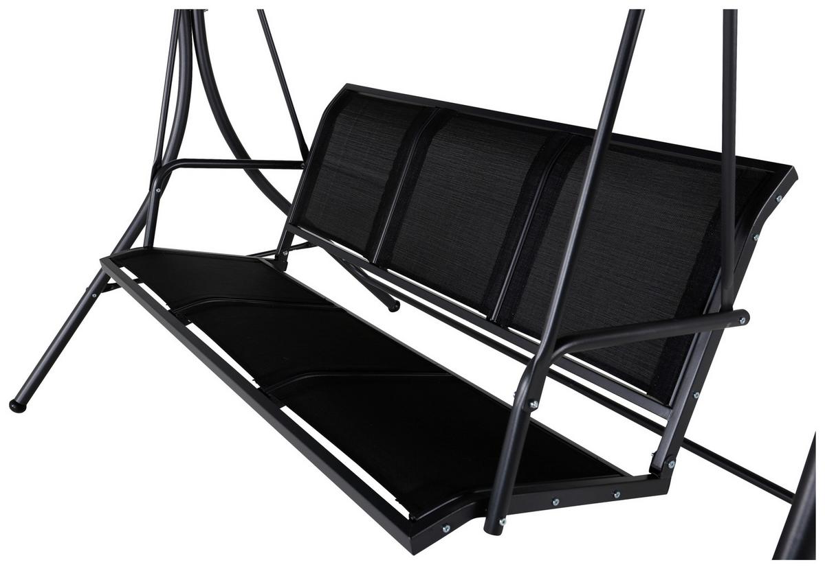 Hollywoodschaukel Montreal - Schwarz, KONVENTIONELL, Textil/Metall (204/163/130cm) - Gardenson