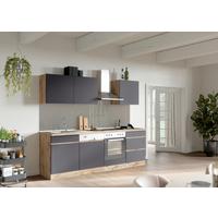 Küchenzeile Turin ohne Geräte B: 240cm Grau/Wotaneiche Dekor - Eiche Wotan/Grau, Design, Holzwerkstoff (240cm) - Held
