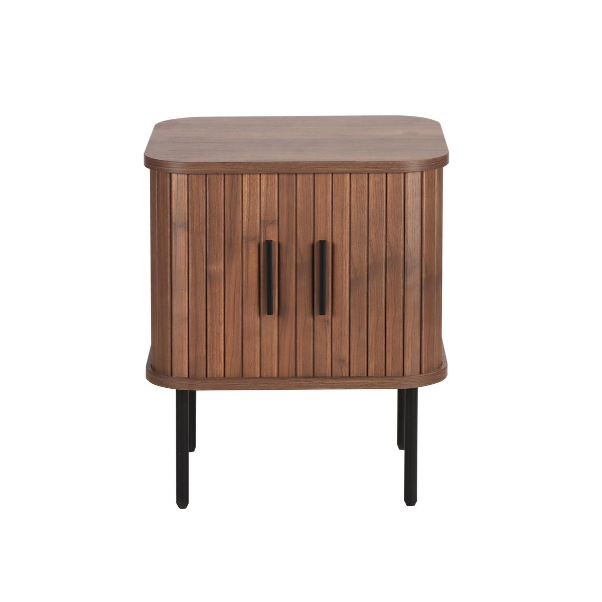 Nachttisch Walnuss/schwarz B: 45 Cm - Walnussfarben/Schwarz, Design, Holzwerkstoff/Metall (45/55/40cm) - Livetastic