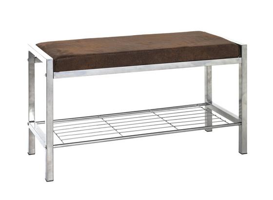 Garderobenbank Bench B/H/T: ca. 80/48/32cm - Edelstahlfarben/Braun, Basics, Textil/Metall (80/48/32cm) Garderobenbank Bench B/H/T: ca. 80/48/32cm - Edelstahlfarben/Braun, Basics, Textil/Metall (80/48/32cm)