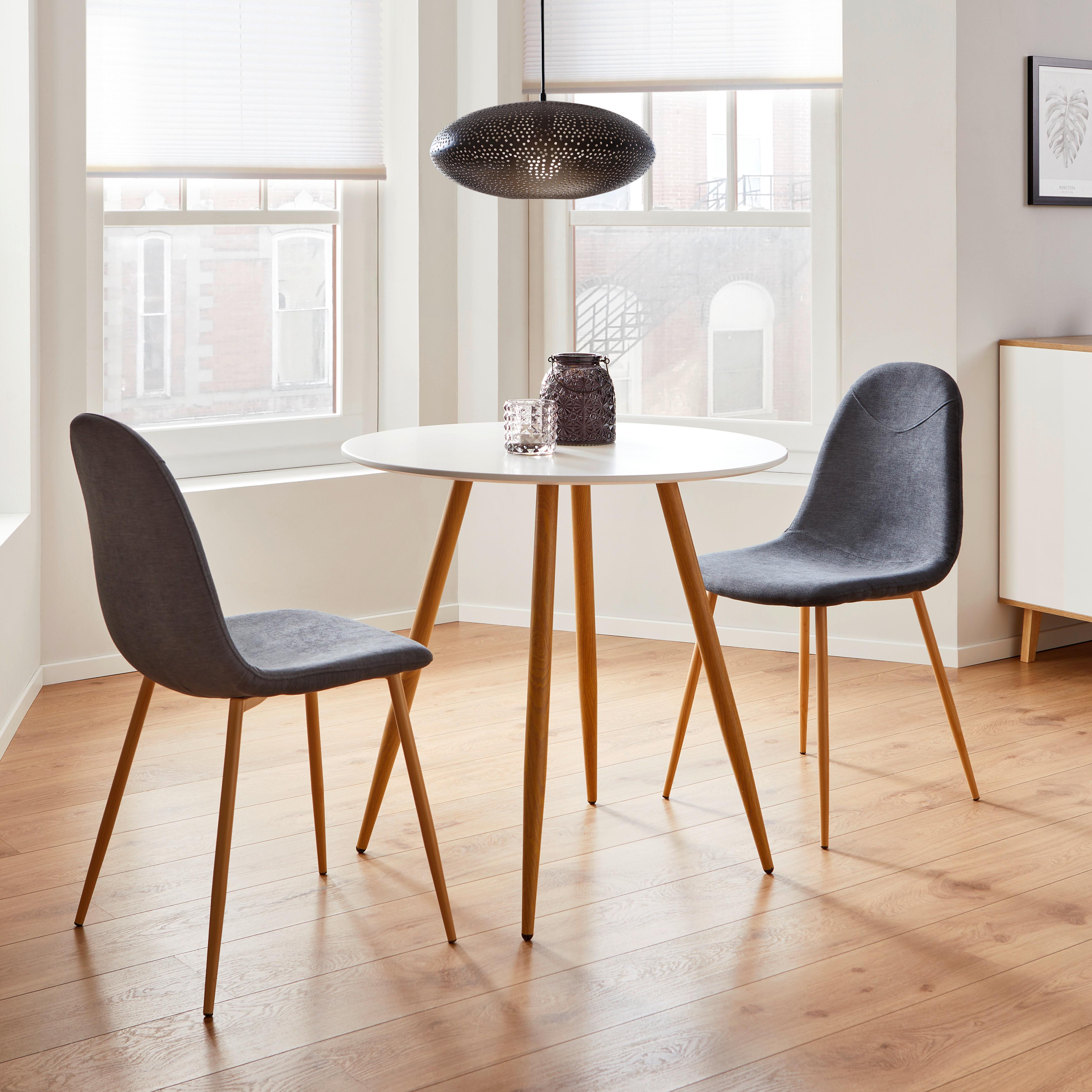 Jídelní stůl John 80 - bílá/barvy dubu, Moderní, kov/dřevo (80/80/76cm) - Modern Living