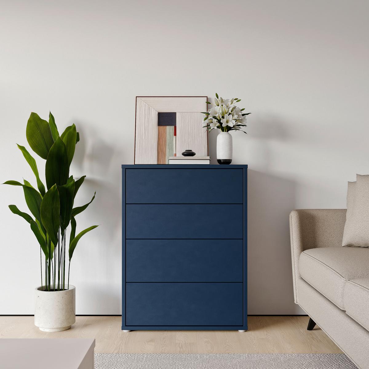 Komoda SPRINGS - tmavě modrá, Moderní, kompozitní dřevo (124,5/121,5/34,9cm)