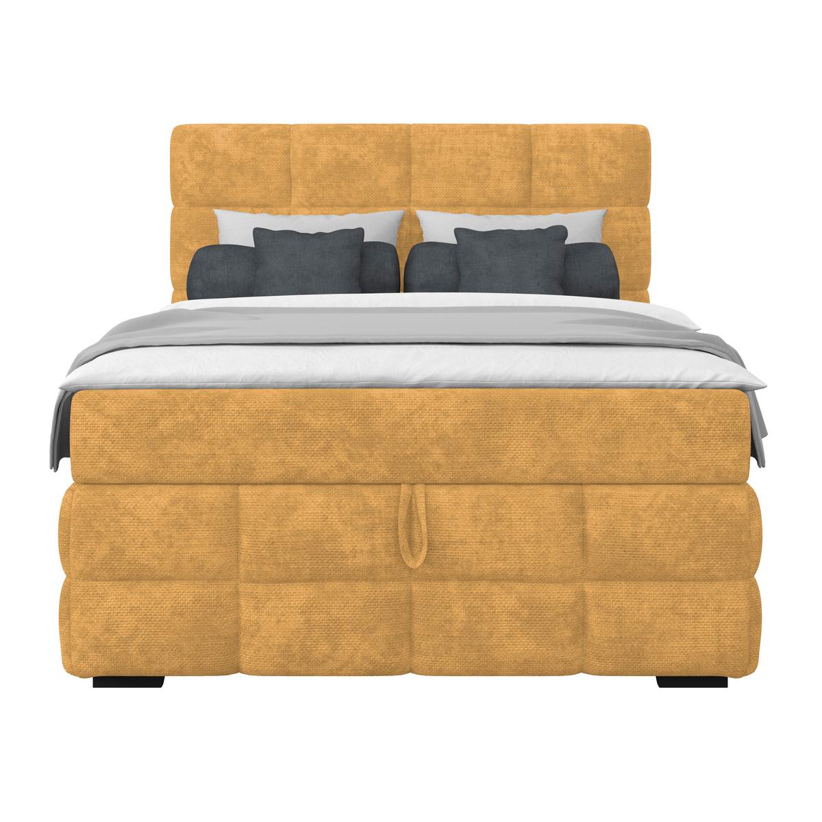 Čalúnená posteľ VEGA 140x200 cm, zlatá - čierna/zlatá, Trend, drevo/textil (140/200cm)