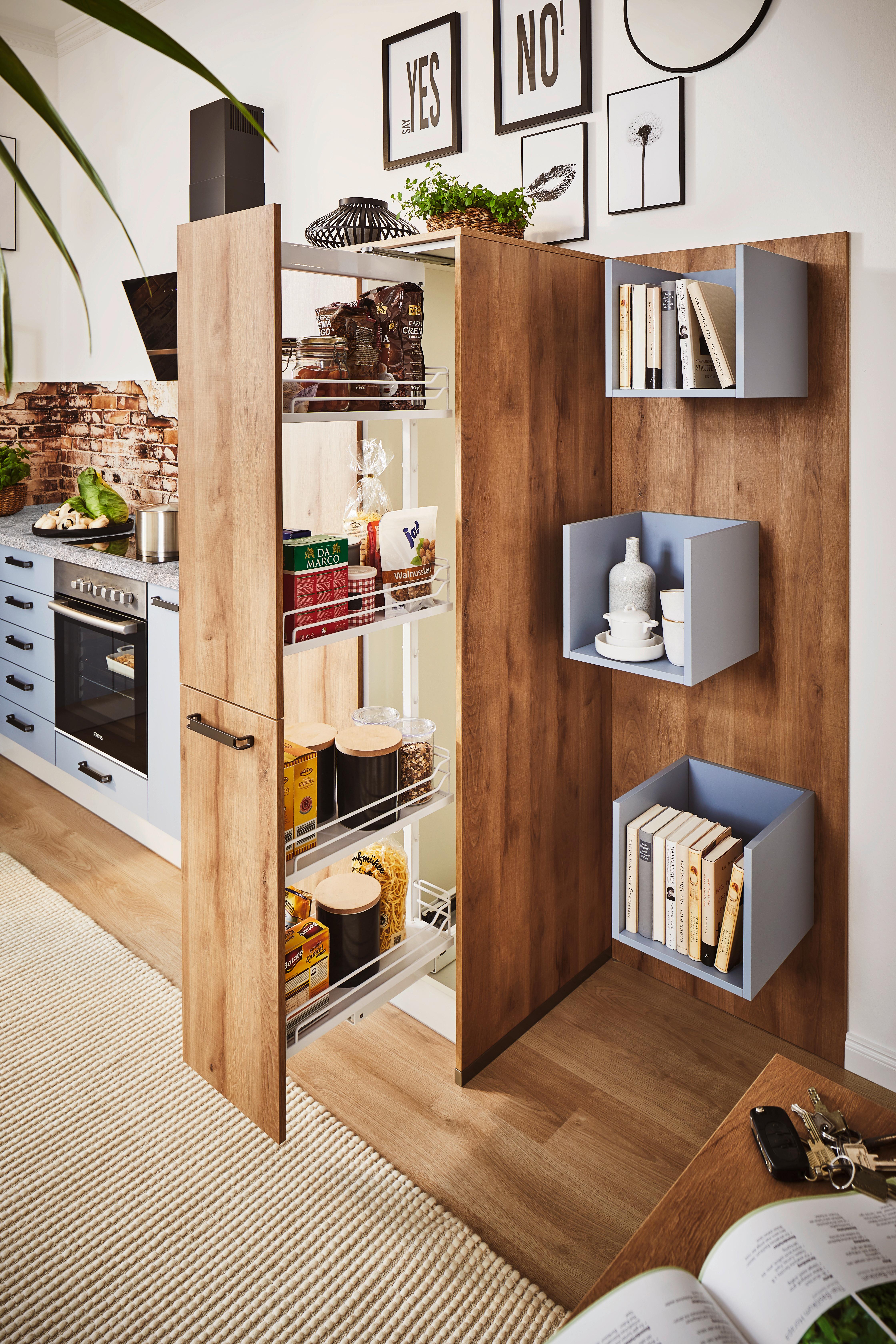 Einbauküche Pn 200 Frei Planbar - Honigeiche/Kaschmir, MODERN, Glas/Holzwerkstoff - Pino