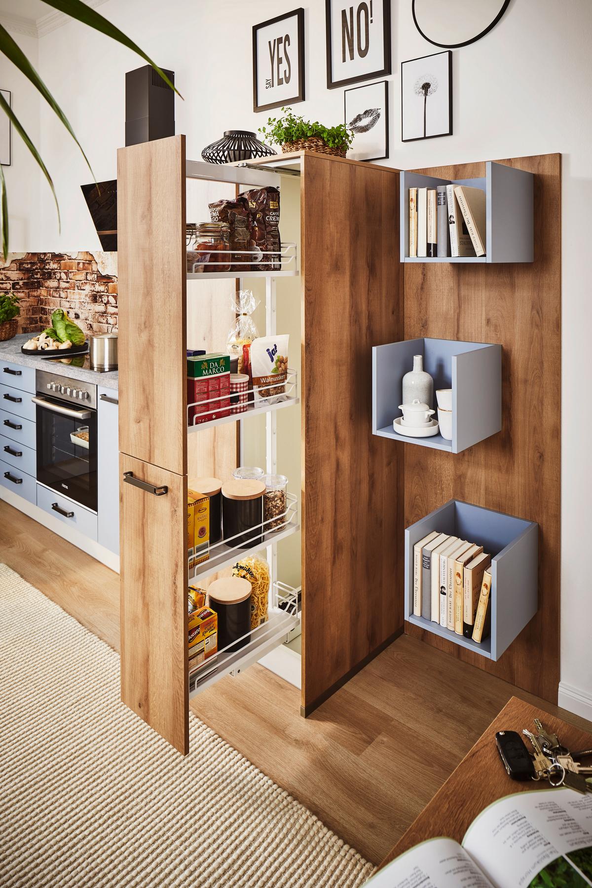 Einbauküche Pn 200 Frei Planbar - Honigeiche/Kaschmir, MODERN, Glas/Holzwerkstoff - Pino