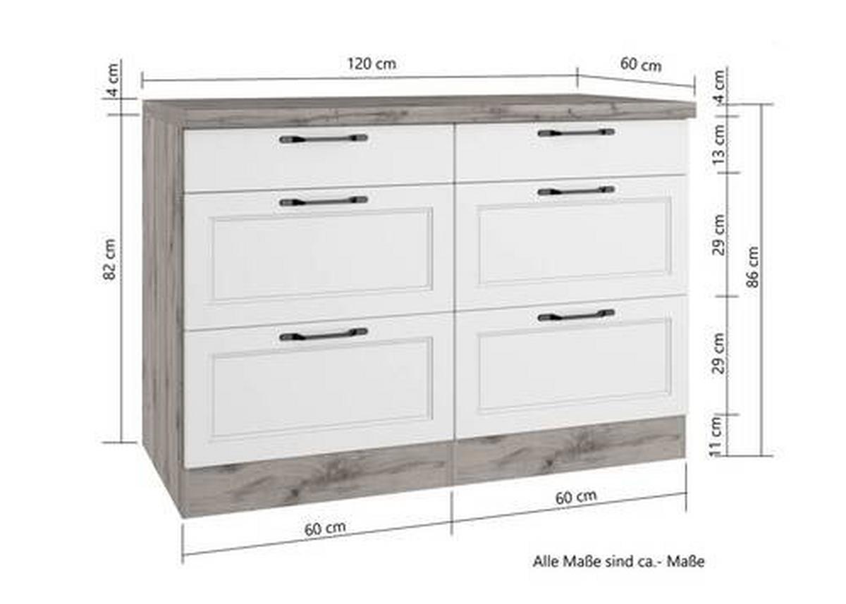 Küchenunterschrank Meran B: 120 Cm Grau/eiche Dekor - Eiche Wotan/Grau, LIFESTYLE, Holzwerkstoff (120/86/60cm) - Held