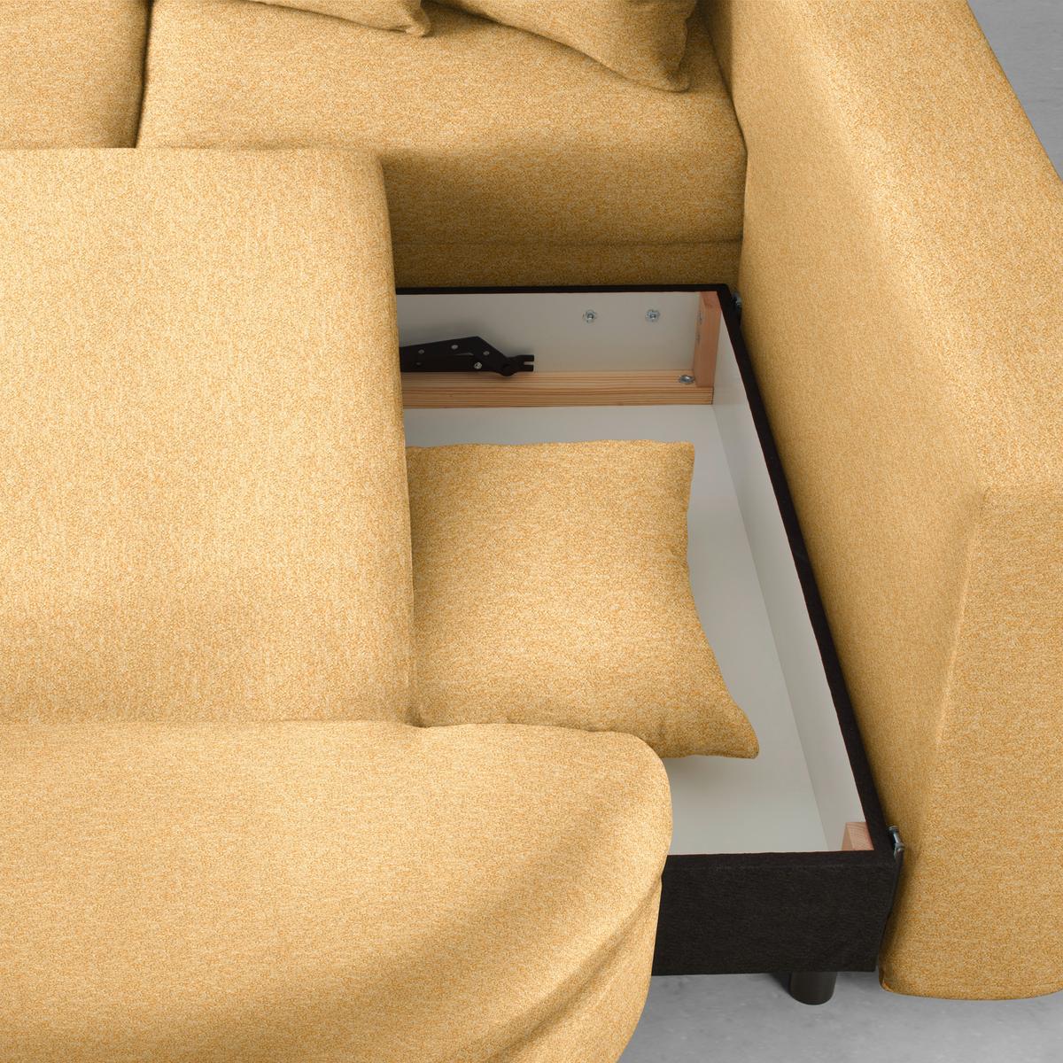 Rohová sedačka AXEL, pravá, hořčicově žlutá tkanina - černá/hořčicově žlutá, Moderní, kov/textil (291/250cm) - Mömax