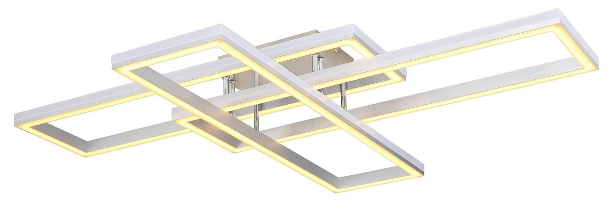 Led-deckenleuchte 67209-60d - Silberfarben/Opal, Design, Kunststoff/Metall (100/69,5/13,5cm) - Globo
