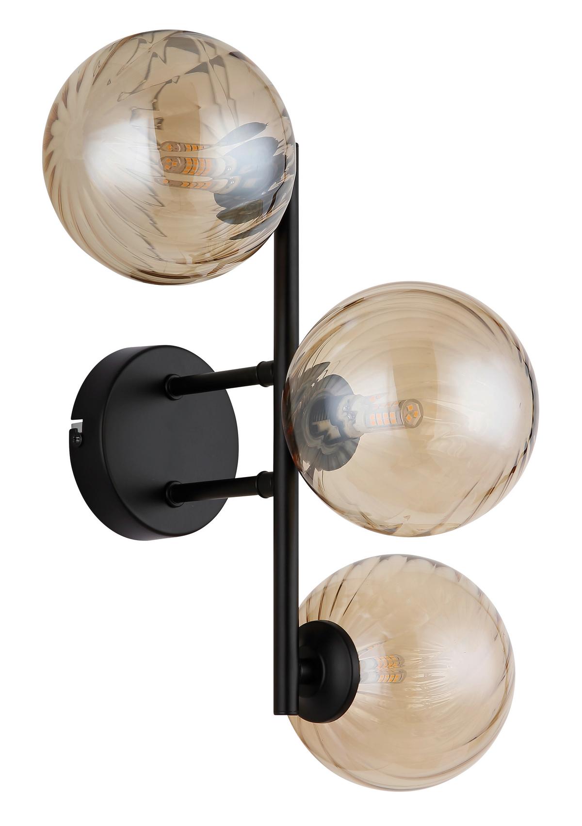 Wandleuchte 56146w Conor - Schwarzchrom/Orange, Design, Glas/Metall (36/28/25cm) - Globo