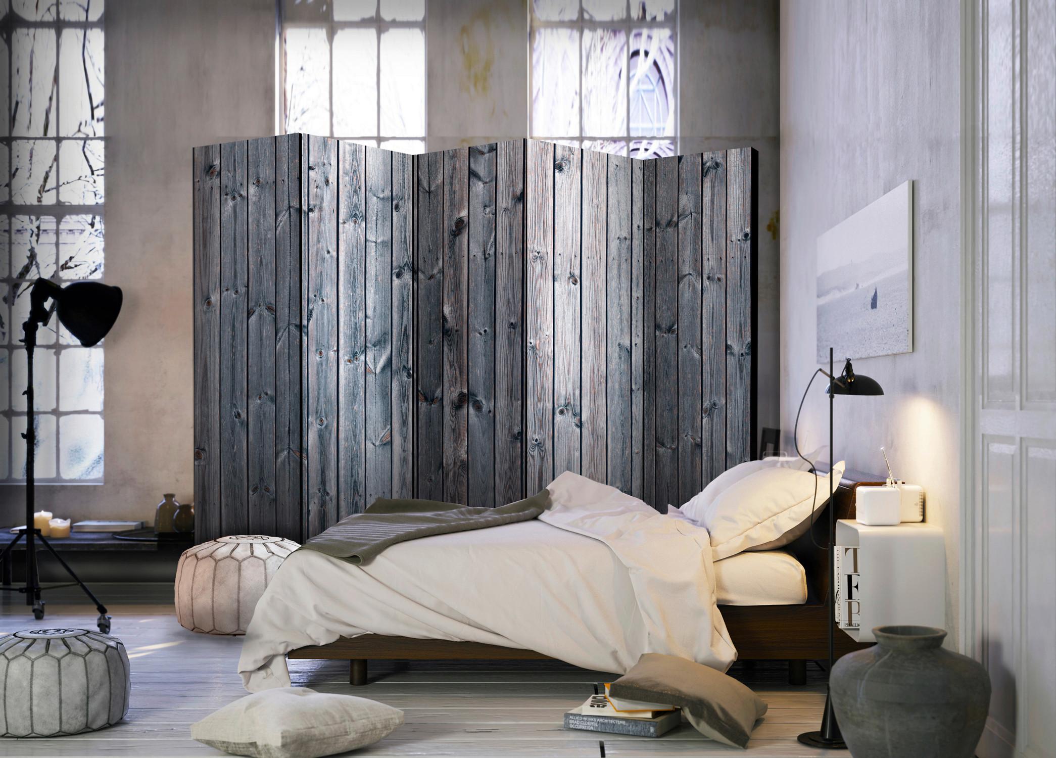 Paravent Pastellblau Blaugrau B: 225 cm - Pastellblau/Blaugrau, Basics, Holz/Textil (225/172/3cm) - artgeist