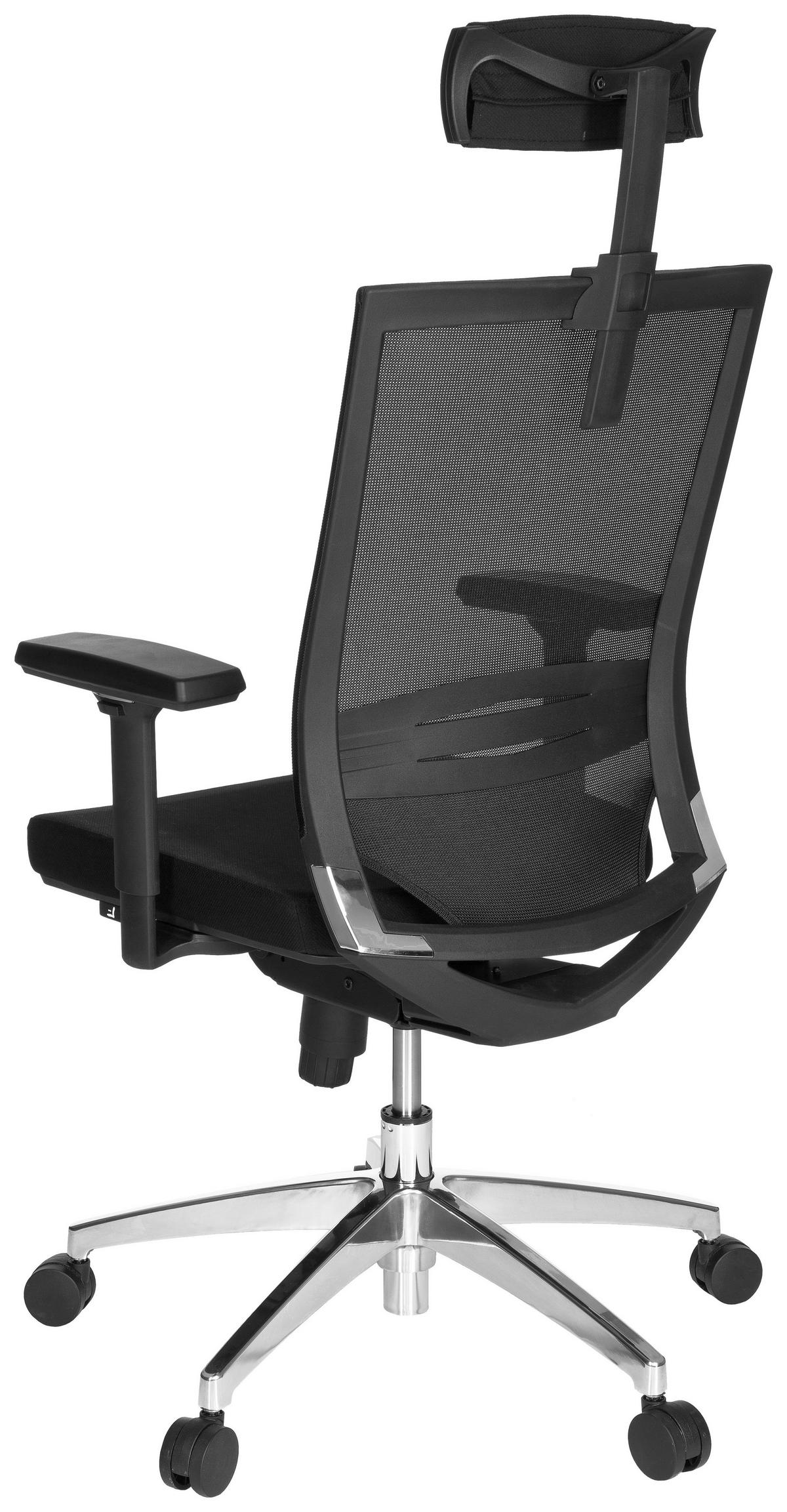 Drehstuhl Porto Max High Schwarz - Alufarben/Schwarz, MODERN, Kunststoff/Textil (63/113/65cm) - MID.YOU