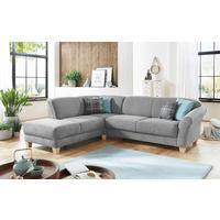 Ecksofa Gotland silberfarben mit Bettkasten, 212x257 cm - Silberfarben/Naturfarben, KONVENTIONELL, Textil (212/257cm) - Sit & More