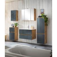 Badmöbel-Set 6--Teilig. inkl. LED Helsinki, Grau/Eiche - Eichefarben/Weiß, KONVENTIONELL, Glas/Holzwerkstoff (160cm) - Held