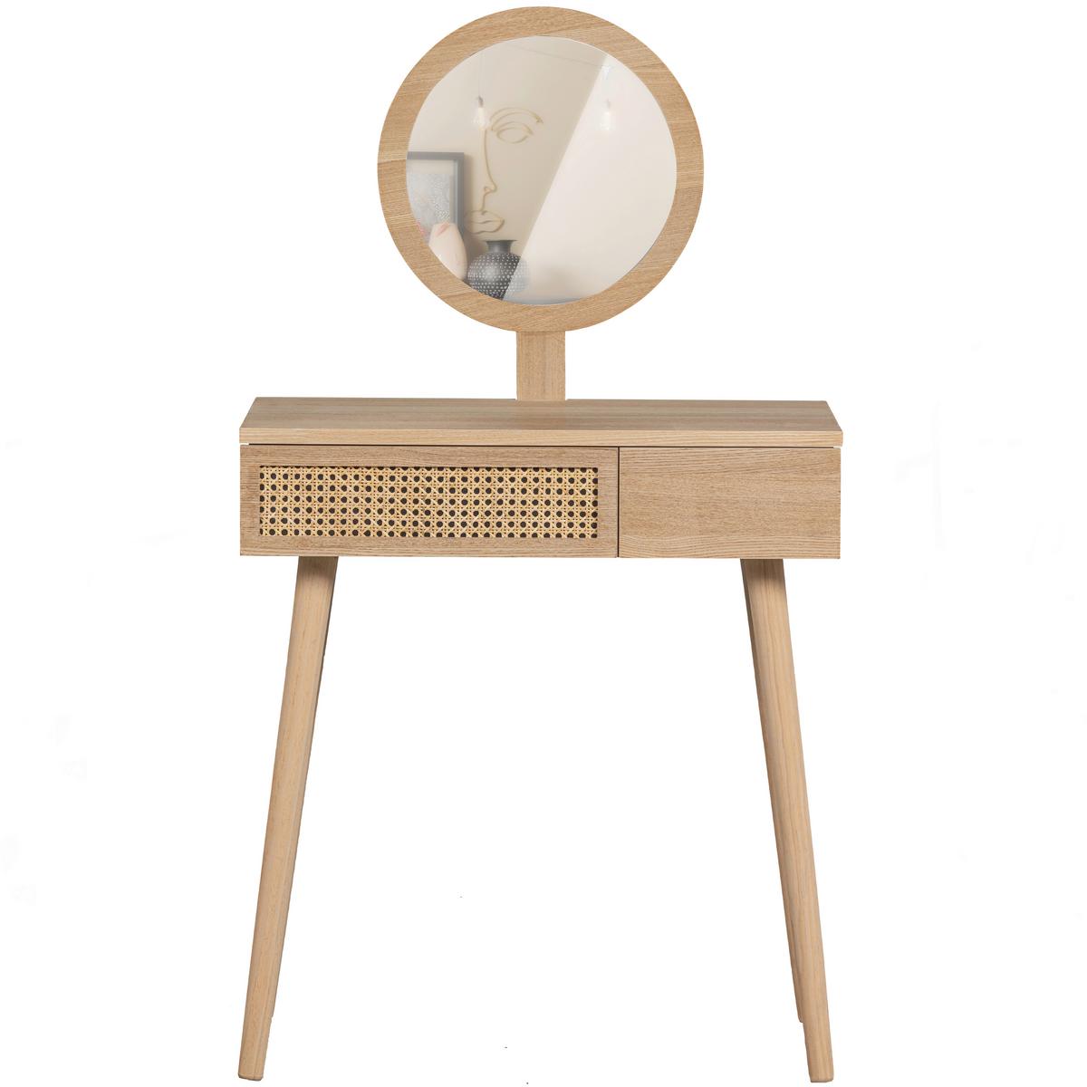 Schminktisch Soof Naturfarben L: 70cm - Naturfarben, Design, Glas/Holz (70/40/125cm) - Livetastic