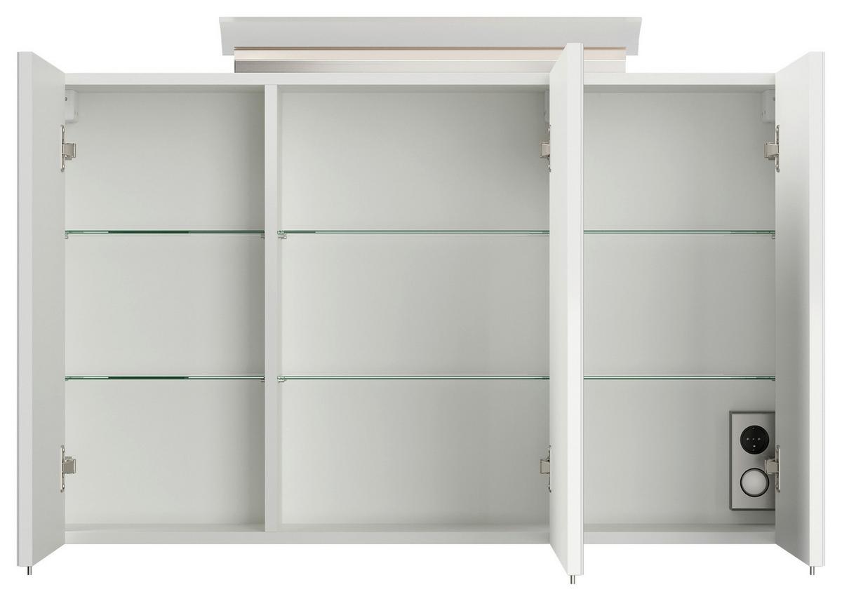 Spiegelschrank Weiß Hochglanz B: 120 cm - Weiß Hochglanz, MODERN, Glas/Holzwerkstoff (120/62,5/17cm) - MID.YOU