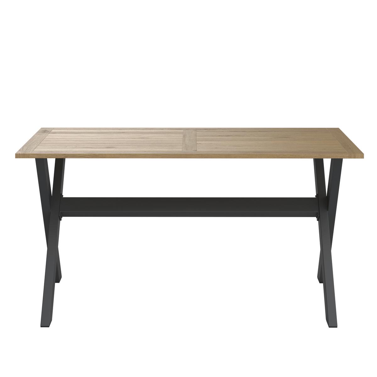 Terasová záhradní souprava MELINA - světle šedá/tmavě šedá, Moderní, kov/dřevo (272/79/84cm) - Bessagi Garden