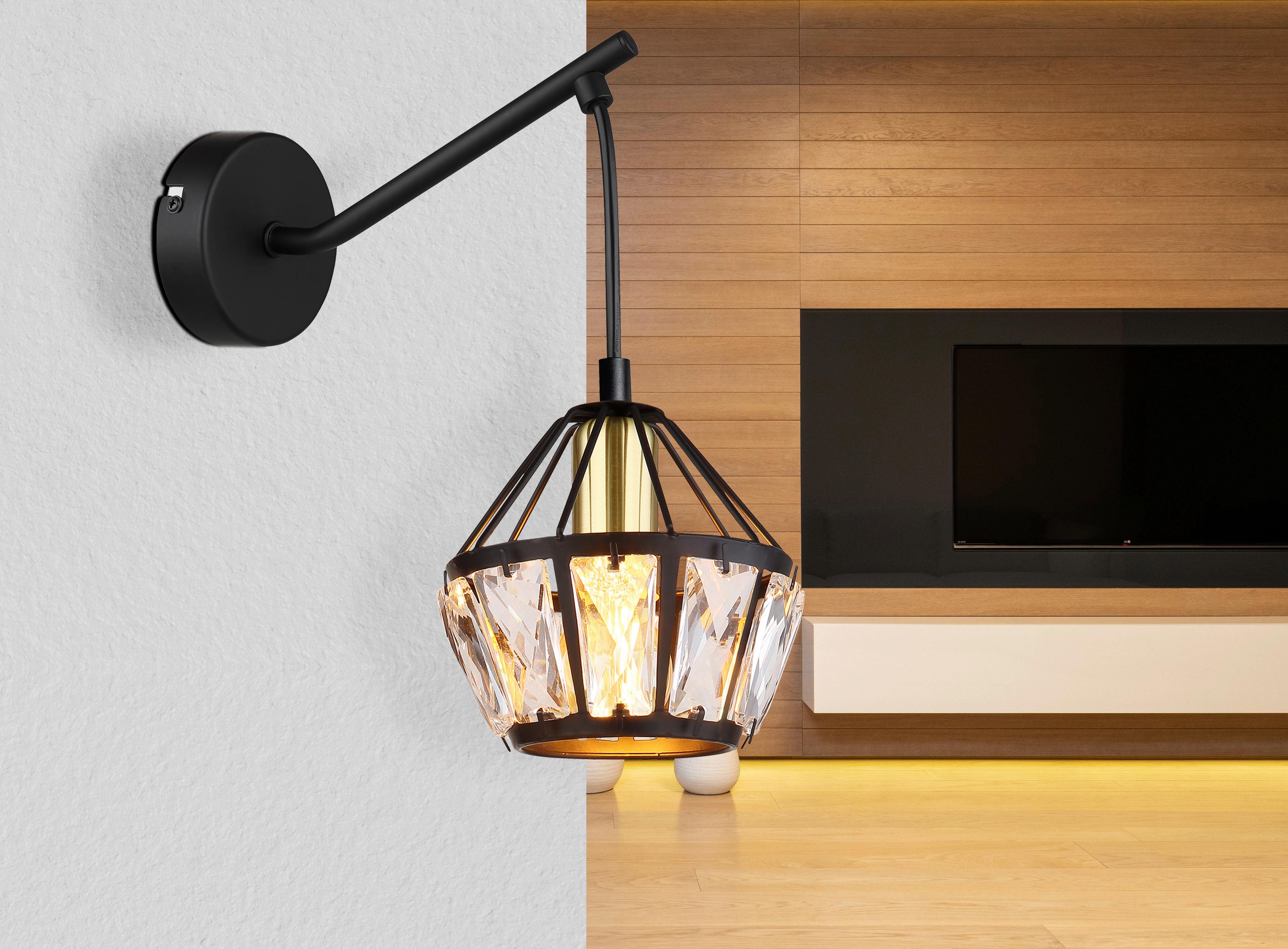 Wandleuchte 54359w - Klar/Messingfarben, Basics, Glas/Kunststoff (12,5/23/25cm) - Globo