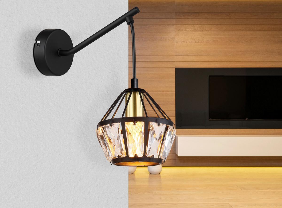 Wandleuchte 54359w - Klar/Messingfarben, Basics, Glas/Kunststoff (12,5/23/25cm) - Globo