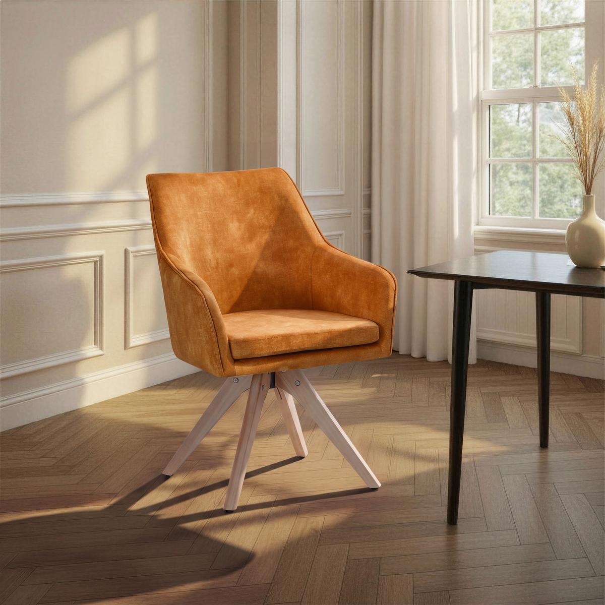 Vierfußstuhl Lisa Gold Echtholz Beine - Goldfarben/Naturfarben, KONVENTIONELL, Holz/Textil (62/83/63cm)