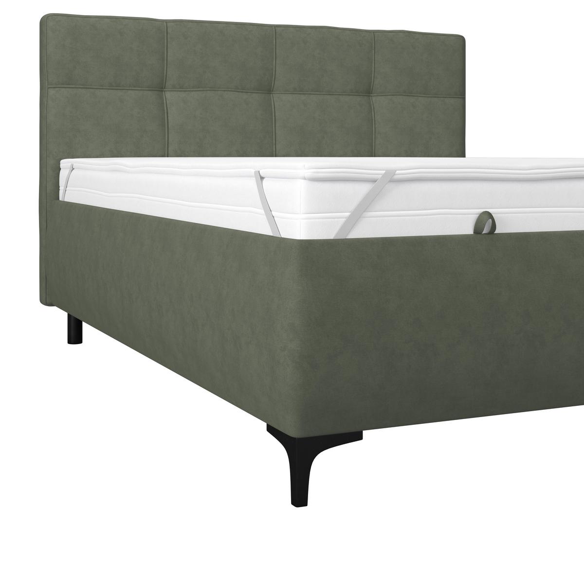 Polsterbett Zeni 140 - Jadegrün/Schwarz, KONVENTIONELL, Holz/Textil (140/200cm)