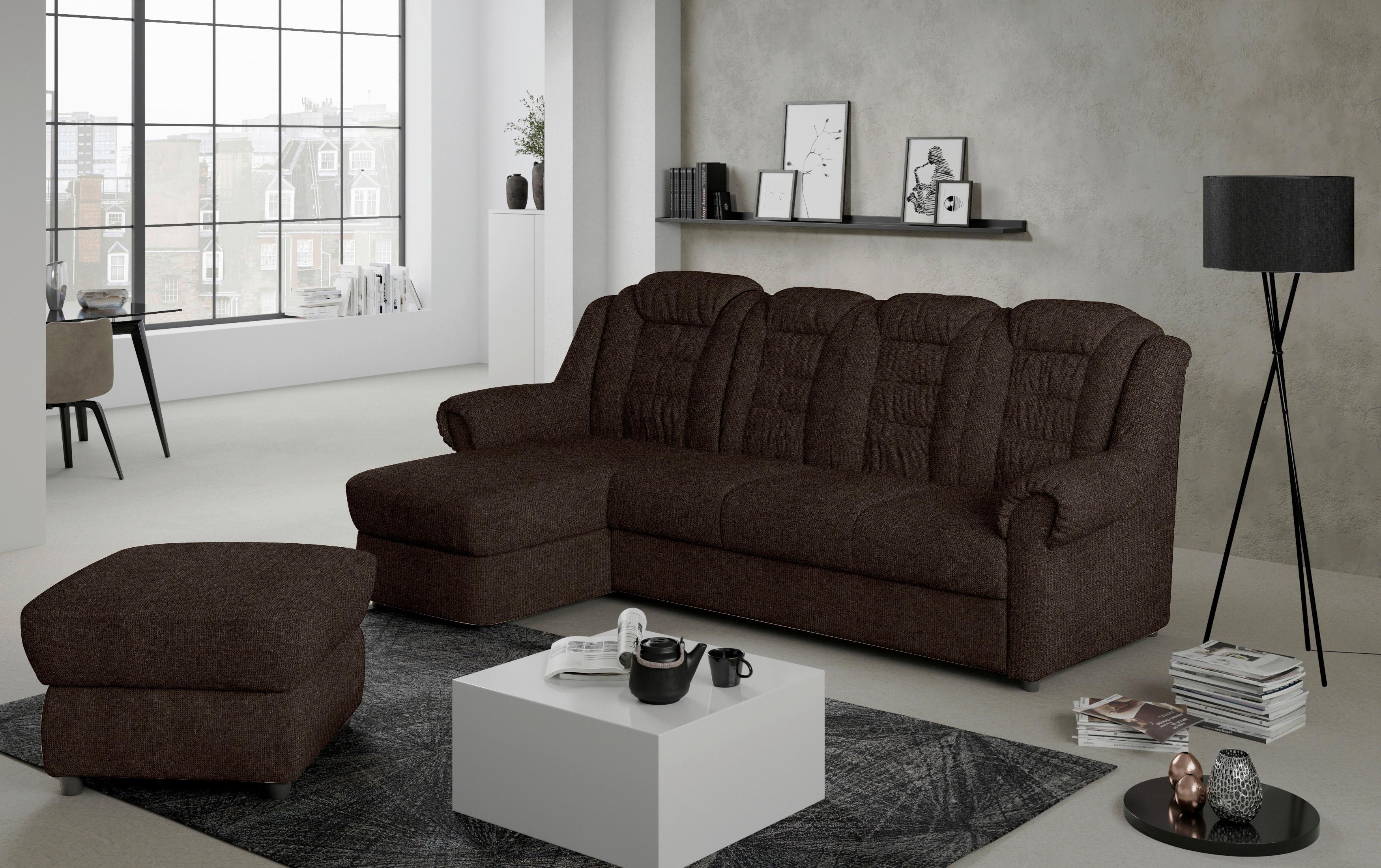 Ecksofa Boston Braun Chenille - Schwarz/Braun, KONVENTIONELL, Textil (165/262cm) - Livetastic
