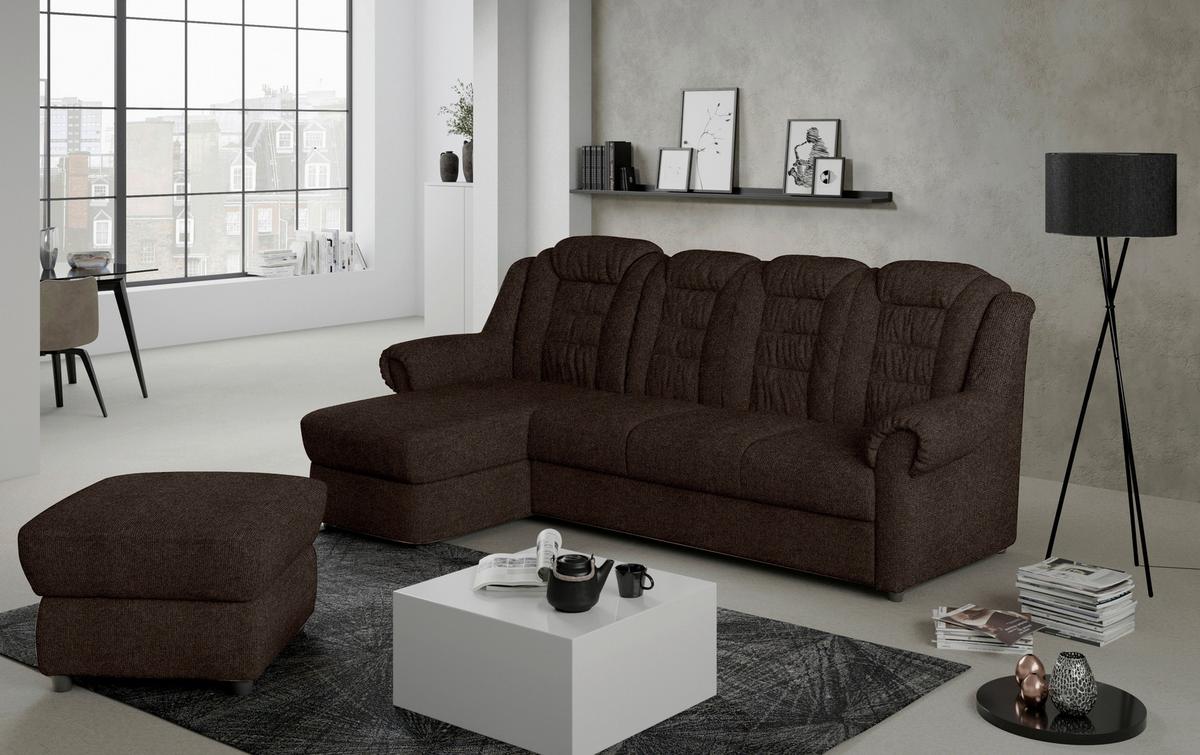 Ecksofa Boston Braun Chenille - Schwarz/Braun, KONVENTIONELL, Textil (165/262cm) - Livetastic