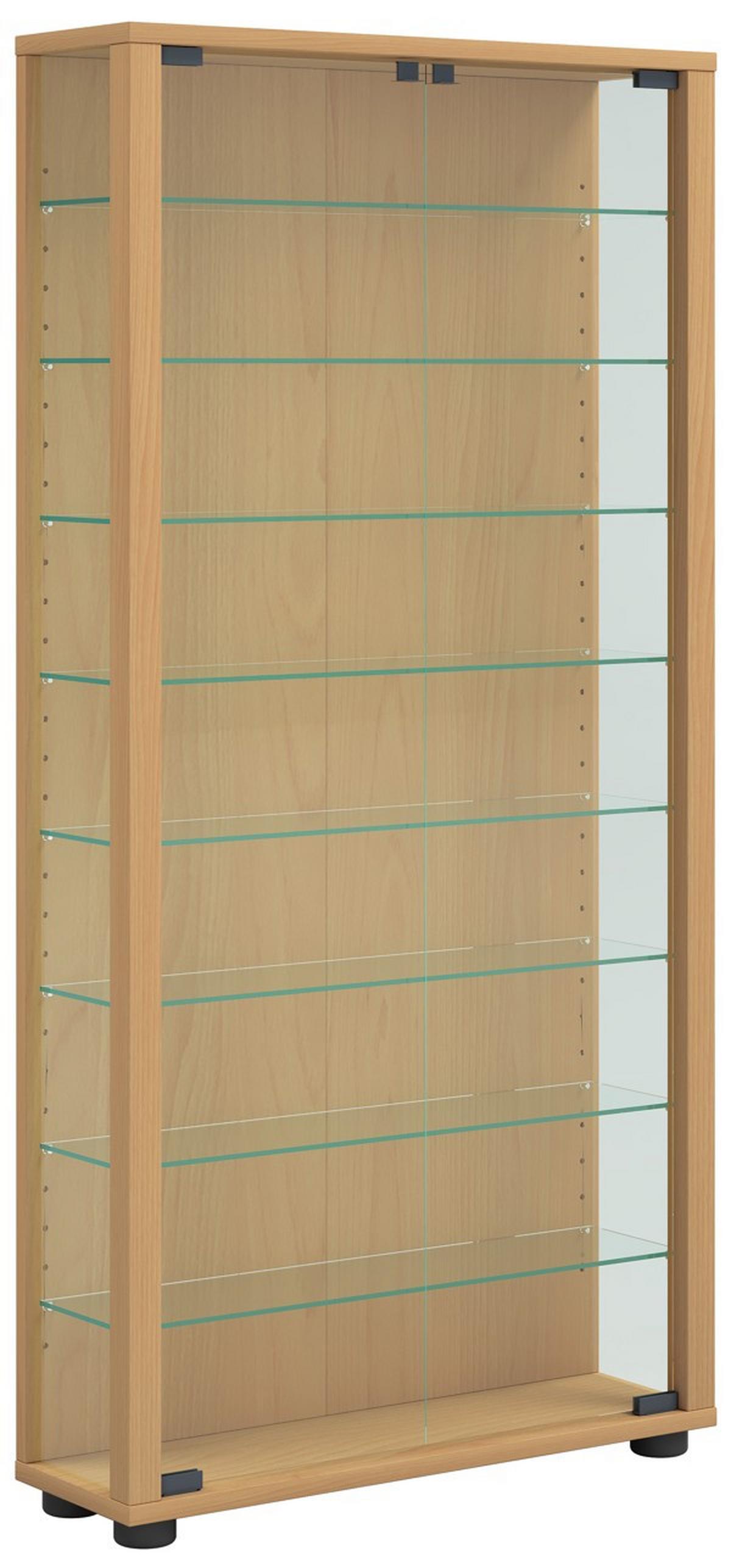 Vitrine Lumo Buchefarben B: 59 cm - Buchefarben, MODERN, Glas/Holzwerkstoff (59/114,8/18cm) - MID.YOU