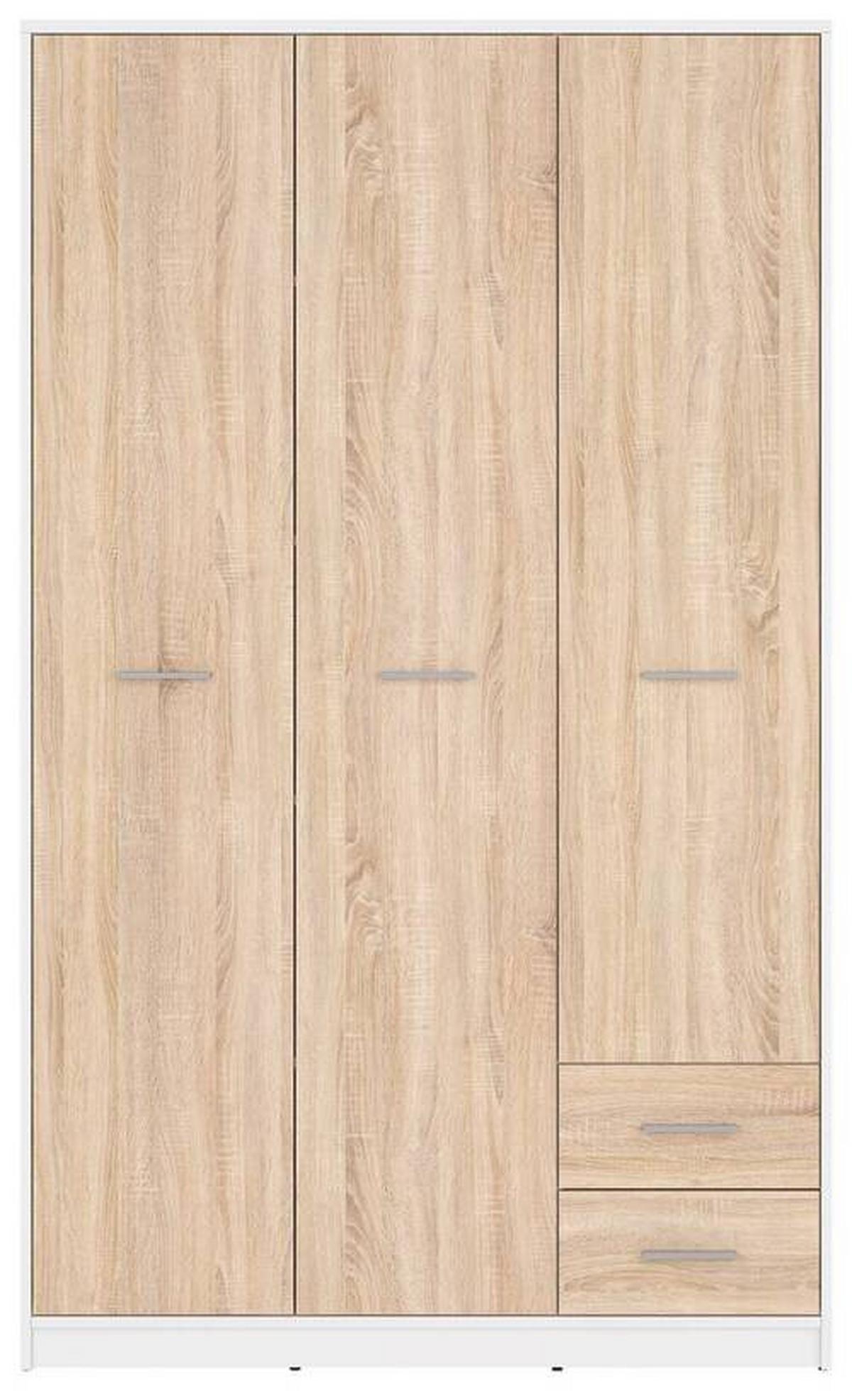 Drehtürenschrank Nepo Plus - Weiß/Sonoma Eiche, MODERN, Holzwerkstoff (118,5/197/54,5cm) - MID.YOU