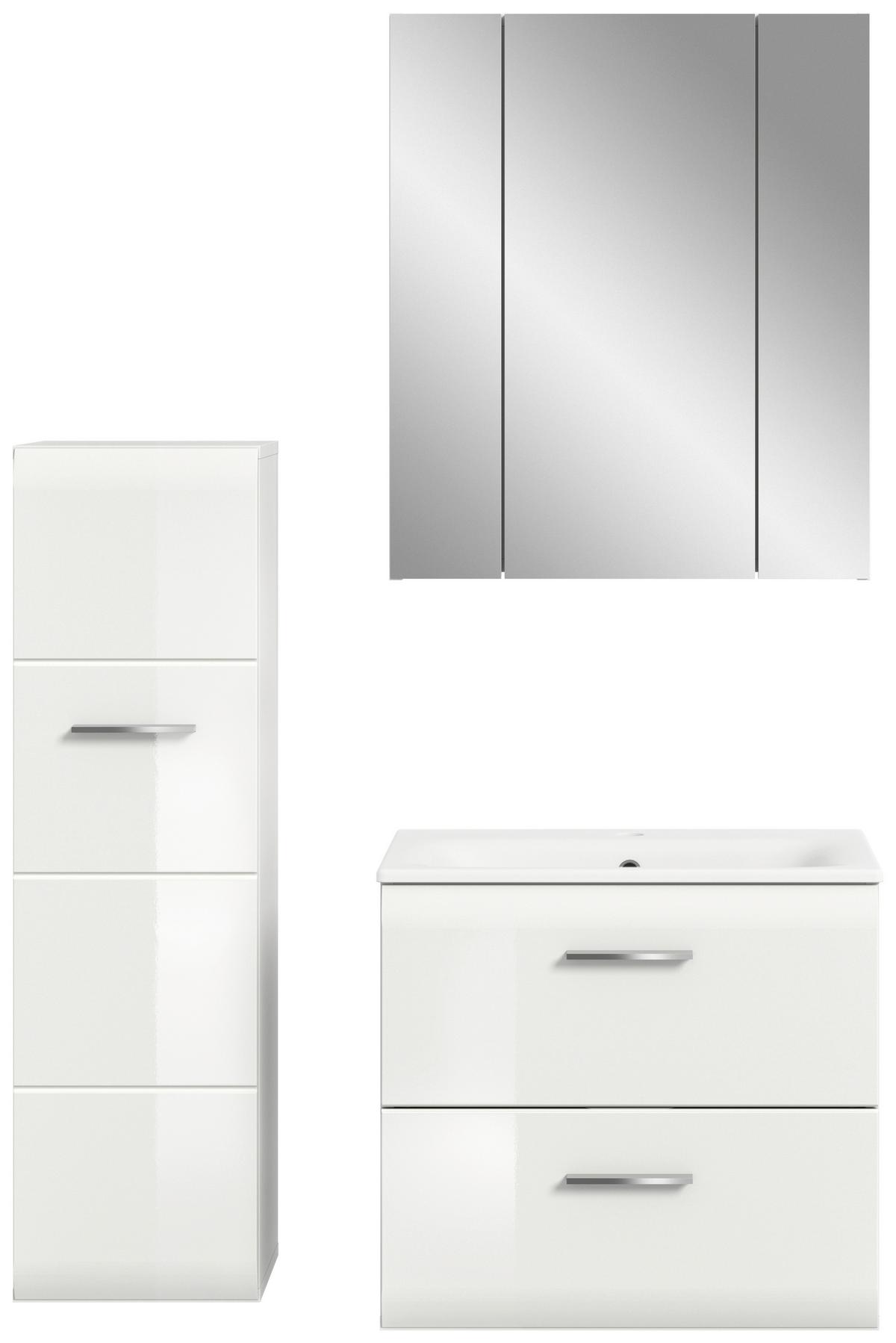 Badezimmer Ice Weiß Hg B: 90 Cm - Weiß Hochglanz/Schwarz, MODERN, Keramik/Holzwerkstoff (90cm) - MID.YOU