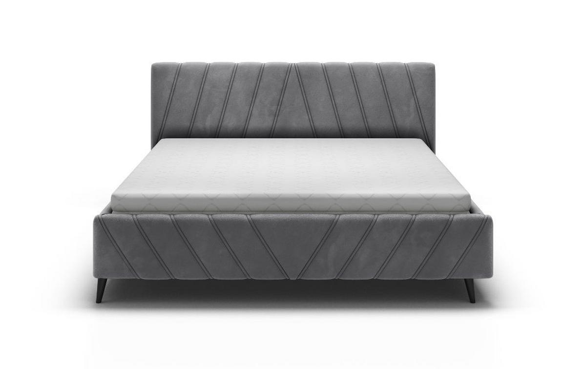 Manželská posteľ s roštom Melli, 140x200, sivá - čierna/sivá, Design, drevo/textil (140/200cm)