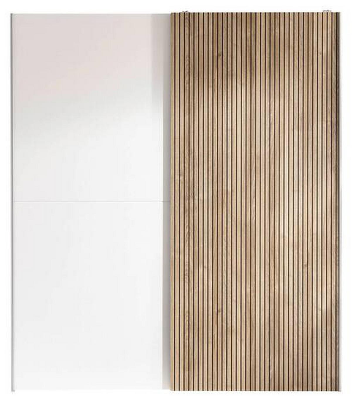 Skriňa s posuvnými dverami BERNO šírka 170 cm - biela/farba duba, Modern, kov/kompozitné drevo (170/196/57cm) - Ti'me