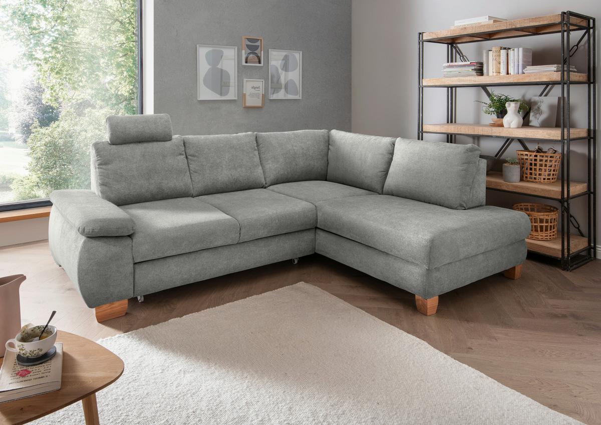 Eckschlafsofa Positano Hellgrau S: 261x206 Cm - Wildeiche/Hellgrau, MODERN, Textil (261/206cm) - Livetastic