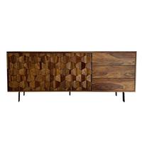 Sideboard Sheeshamfarben B: 175cm - Sheeshamfarben/Schwarz, Natur, Holz (175/70/40cm) - Livetastic