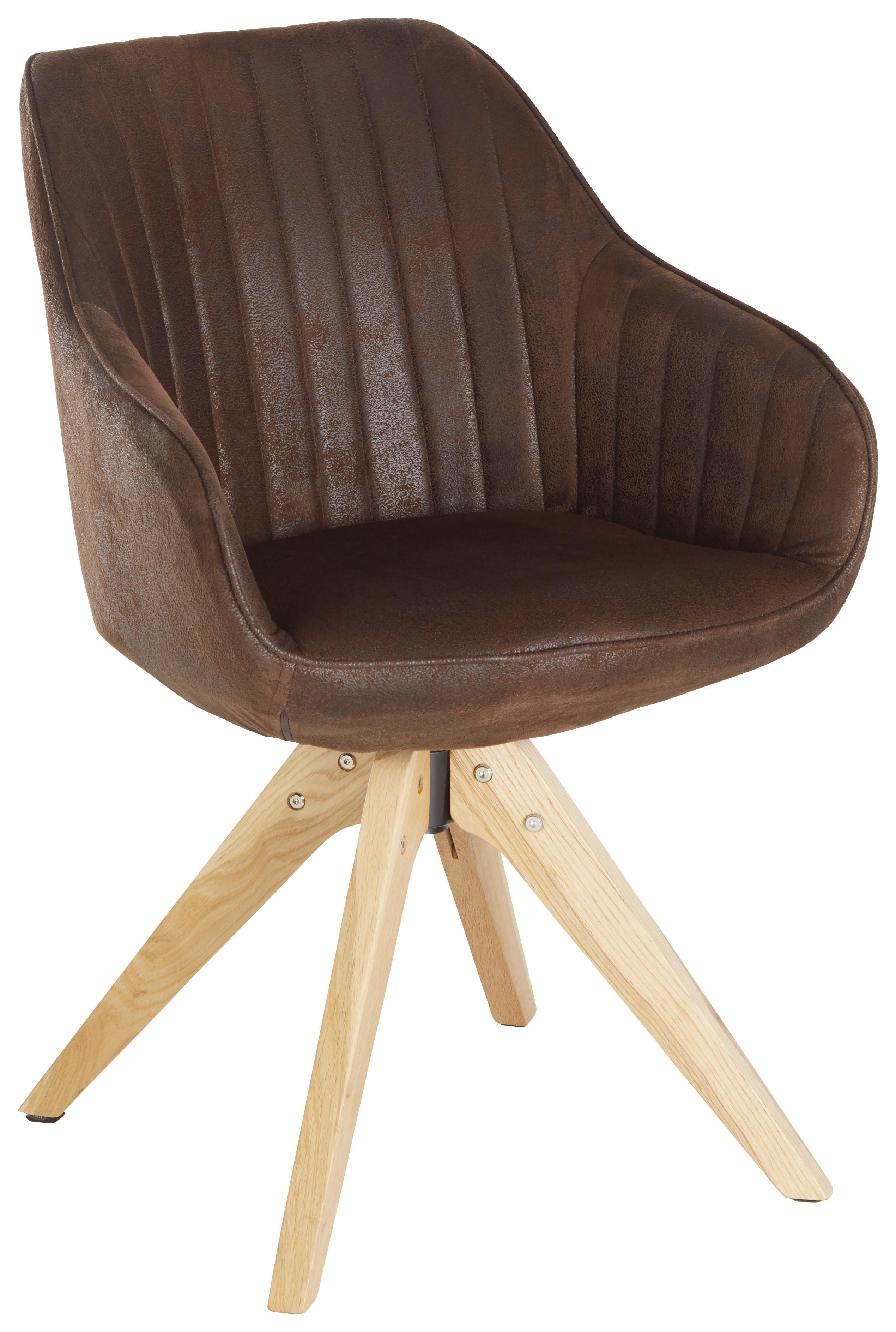 Židle S Područkami Chill - tmavě hnědá/barvy dubu, dřevo/textil (60/83/65cm) - Modern Living