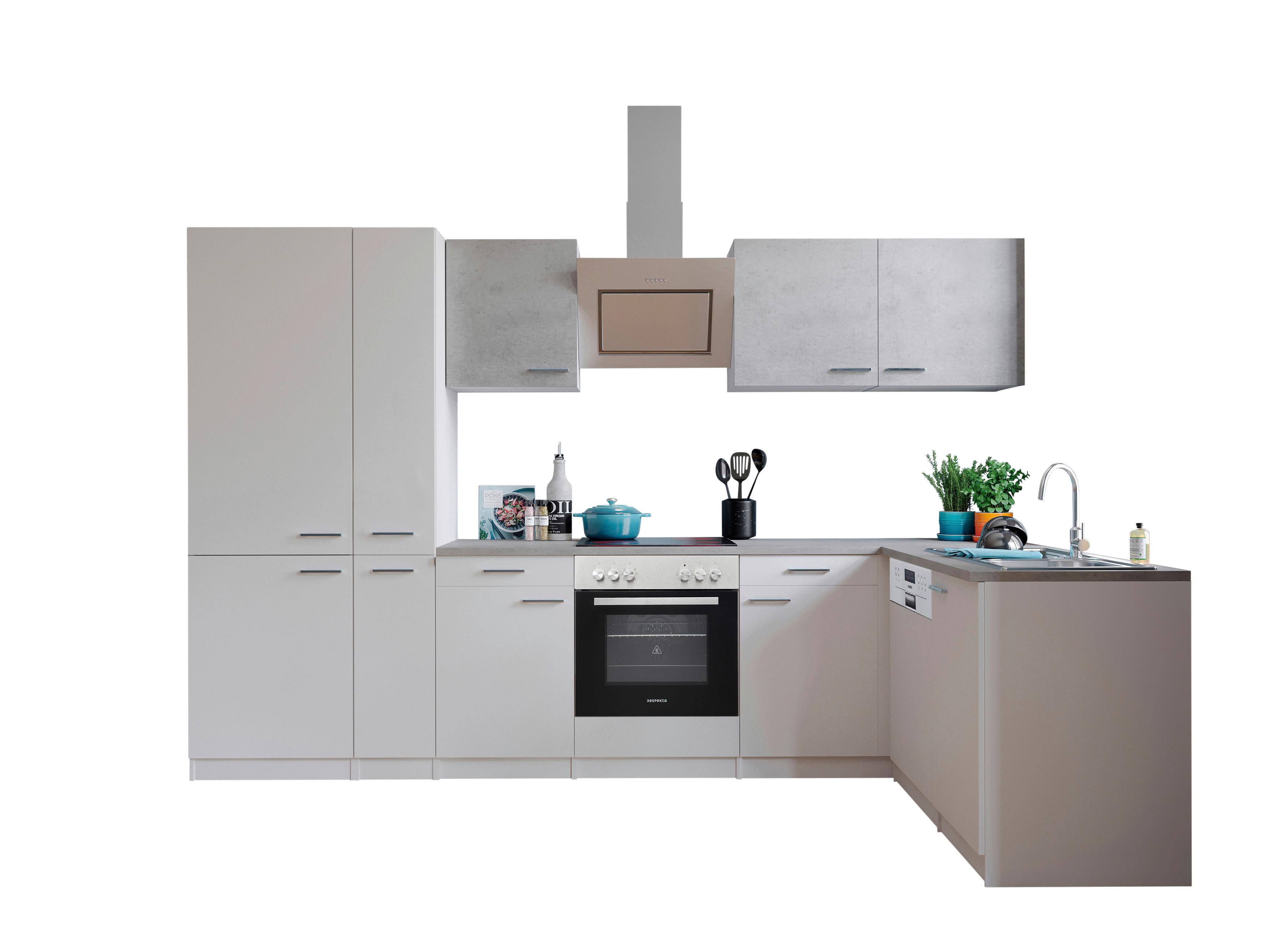 Eckküche Malia L-Küchenblock 310 Cm - Graphitfarben/Weiß, Basics, Holzwerkstoff (310/171cm) - Respekta