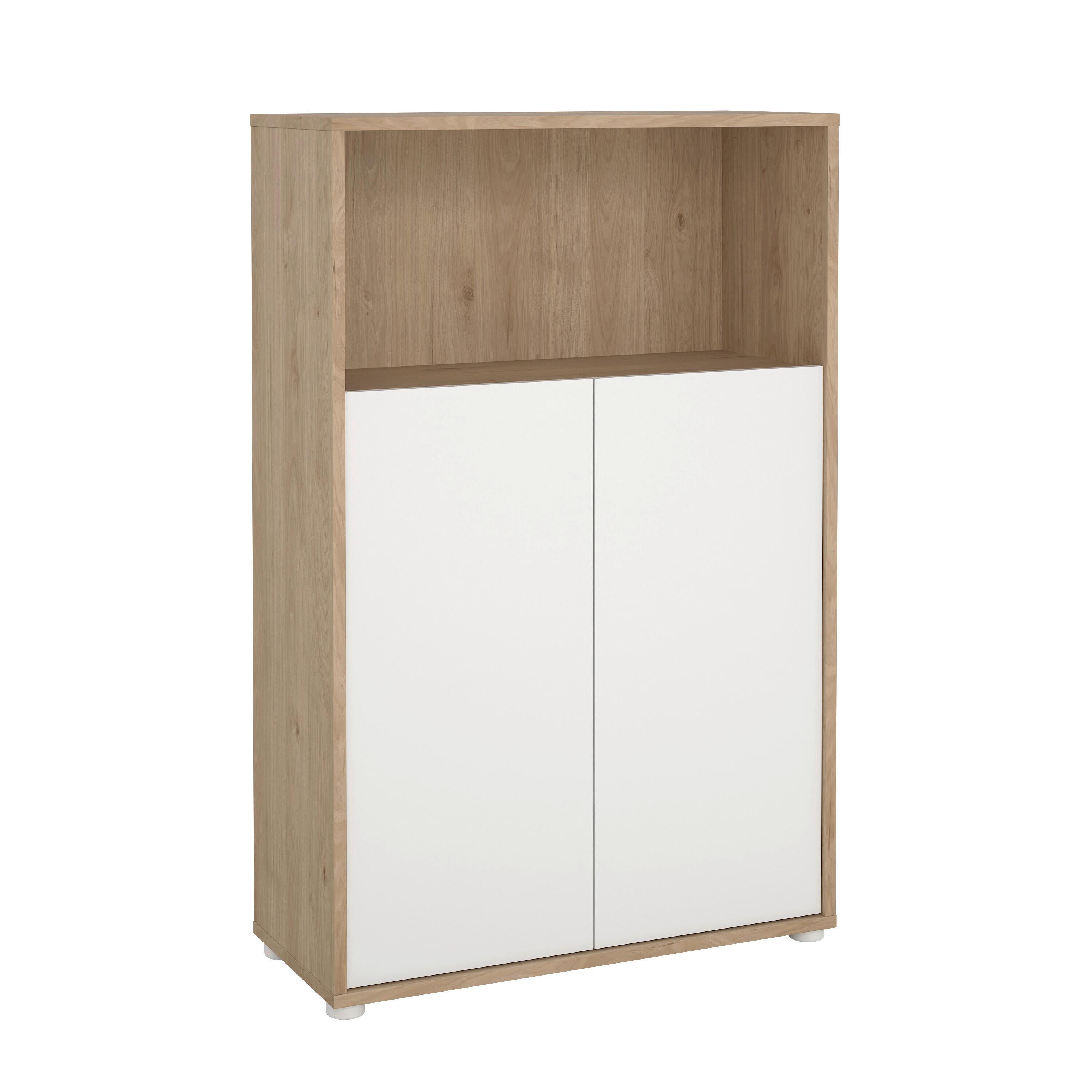 Highboard Sign Weiß/Eichefarben, L: 79,6 cm - Eichefarben/Weiß, MODERN, Holzwerkstoff (79,6/34,3/123,6cm) - MID.YOU