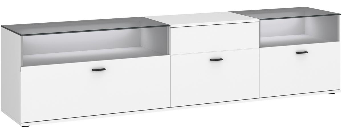 Tv-element Rion Weiß B: 210 Cm - Weiß, MODERN, Glas/Holzwerkstoff (210/53/50cm)