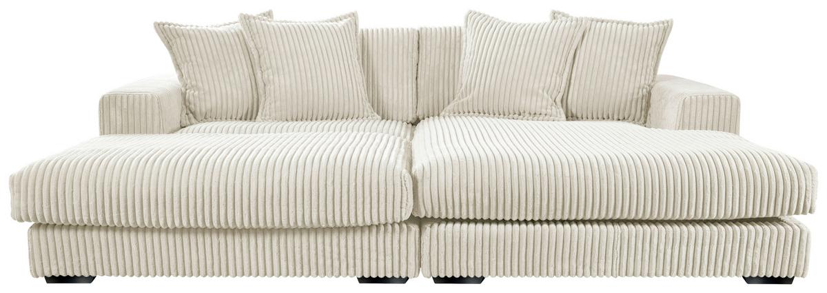 Ecksofa Funny Links Weiß, Mit Hocker, Schenkel: 195x285 Cm - Schwarz/Weiß, Basics, Textil (195/285cm) - Livetastic