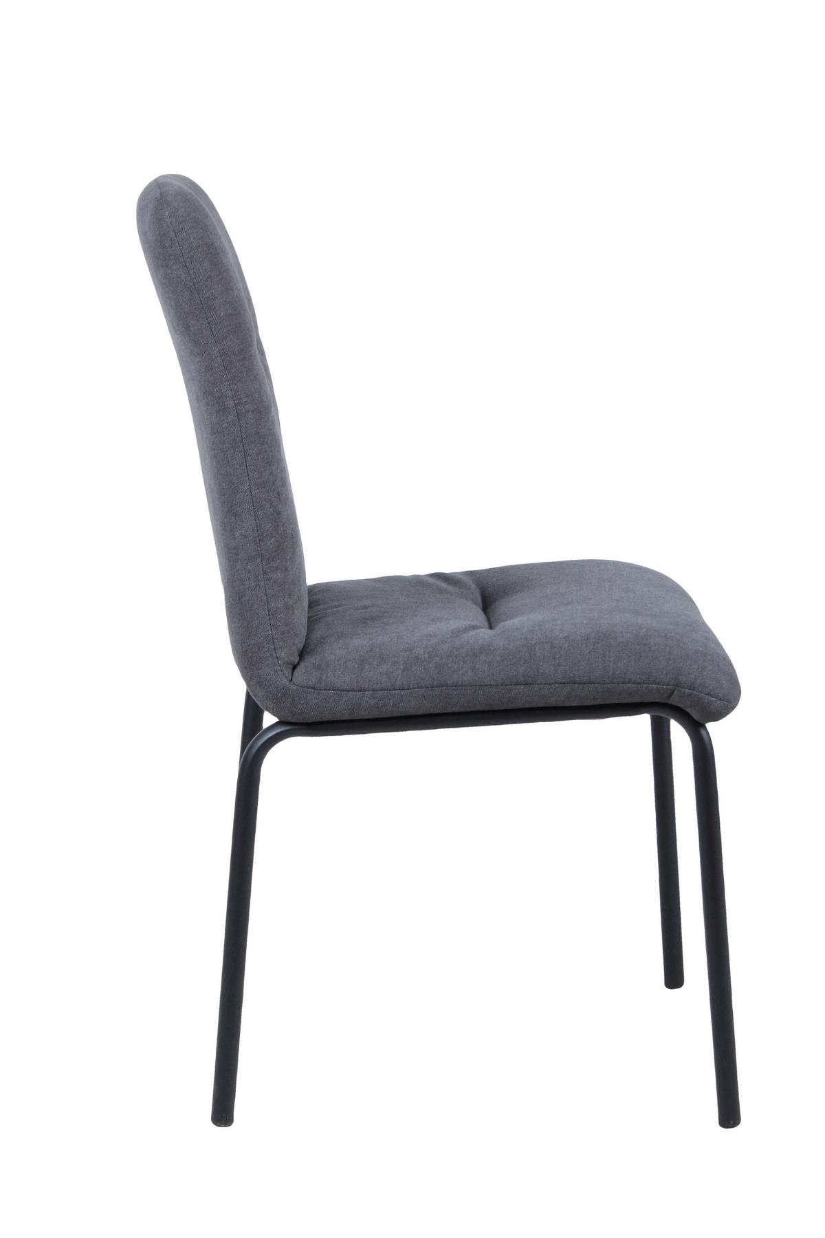 Stuhl-Set dunkelgrau, B: 44,5cm - Dunkelgrau/Schwarz, Design, Textil/Metall (44,5/87/55,5cm) - Livetastic