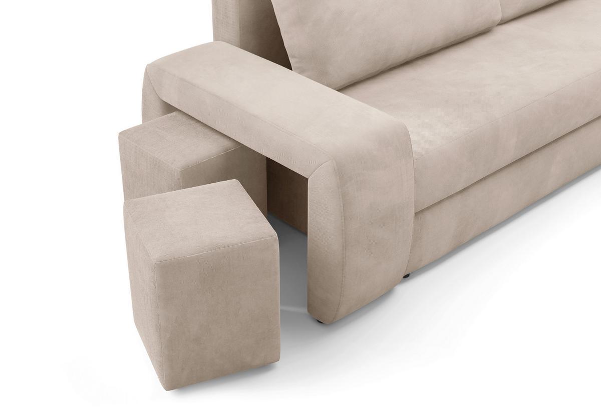Schlafsofa Ines Beige B: 258cm - Beige/Schwarz, Design, Textil (258/98/95cm) - Livetastic