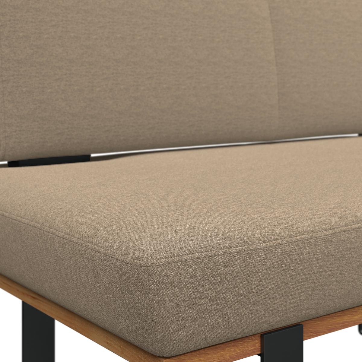 Sitzbank Tristan Webstoff beige, B: 130cm - Beige/Schwarz, MODERN, Holz/Textil (130/48/90cm) - James Wood
