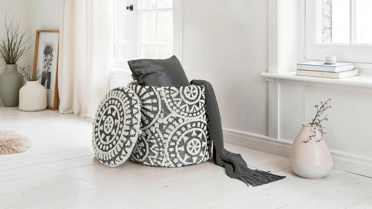 Hocker Grau B: 40cm - Grau, Design, Textil (40/45/40cm) - MID.YOU