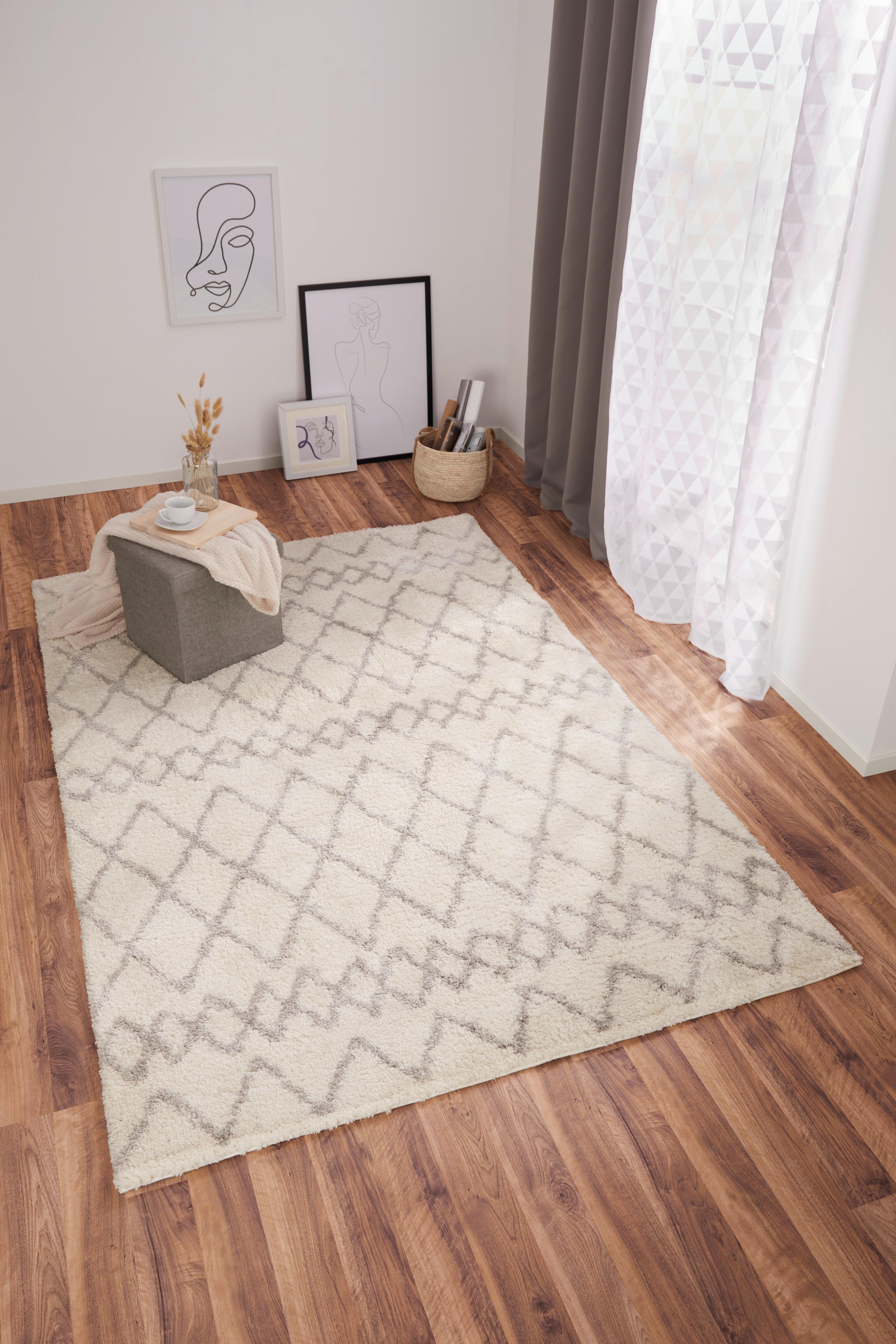 Webteppich Pelush - Weiß, KONVENTIONELL, Textil (133/190cm)