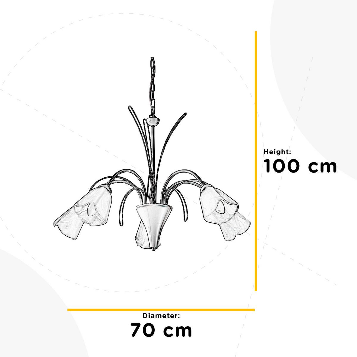 Kronleuchter 4802/5 - Weiß, KONVENTIONELL, Glas/Metall (70/100cm)