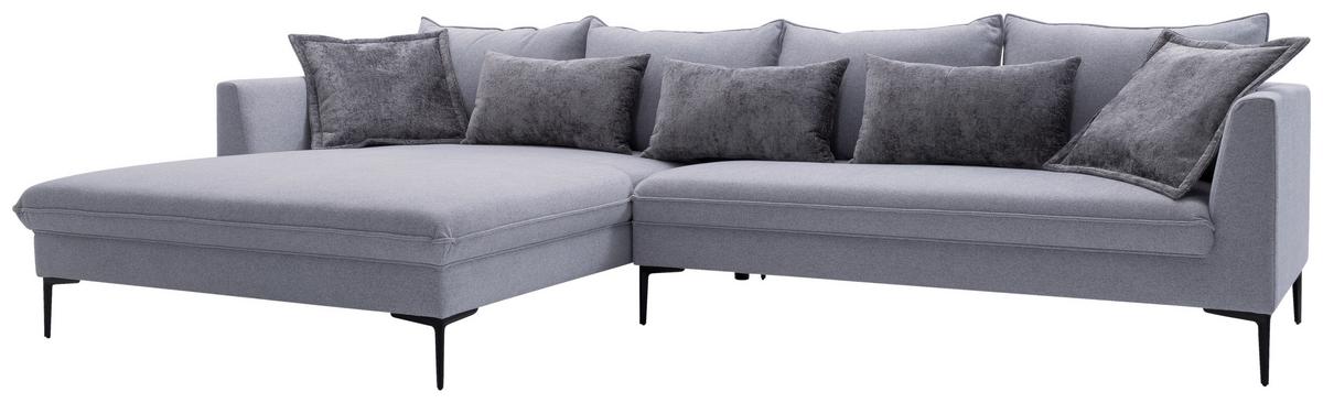 Ecksofa Piazza Grau S: 187x321 cm - Dunkelgrau/Schwarz, Design, Textil (187/321cm) - Livetastic